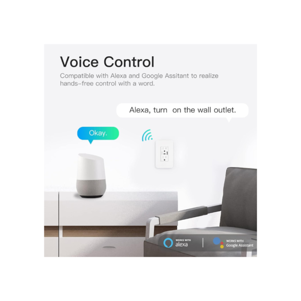 Enchufe Inteligente WIFI Doble Socket para empotrar entrada Tipo C + USB - Imagen 4
