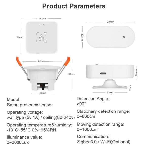 Sensor de presencia humana Inteligente Zigbee - Imagen 3