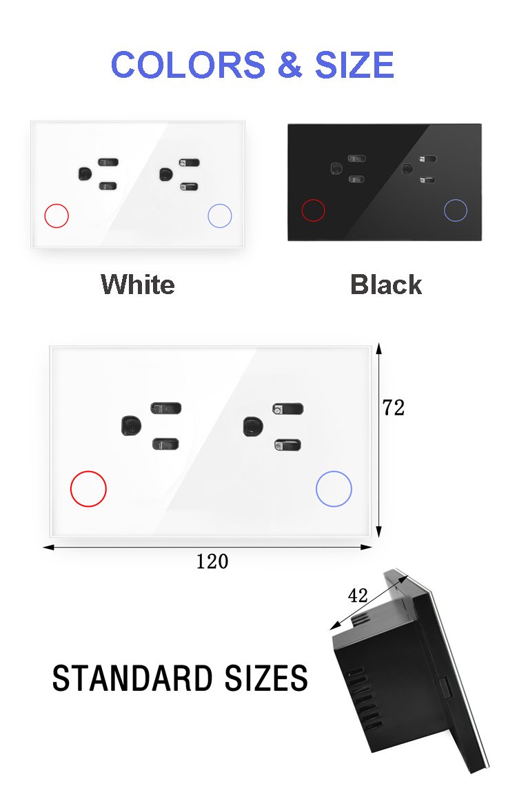 Enchufe Inteligente WIFI Doble Socket en Vidrio para empotrar – Hi Bots