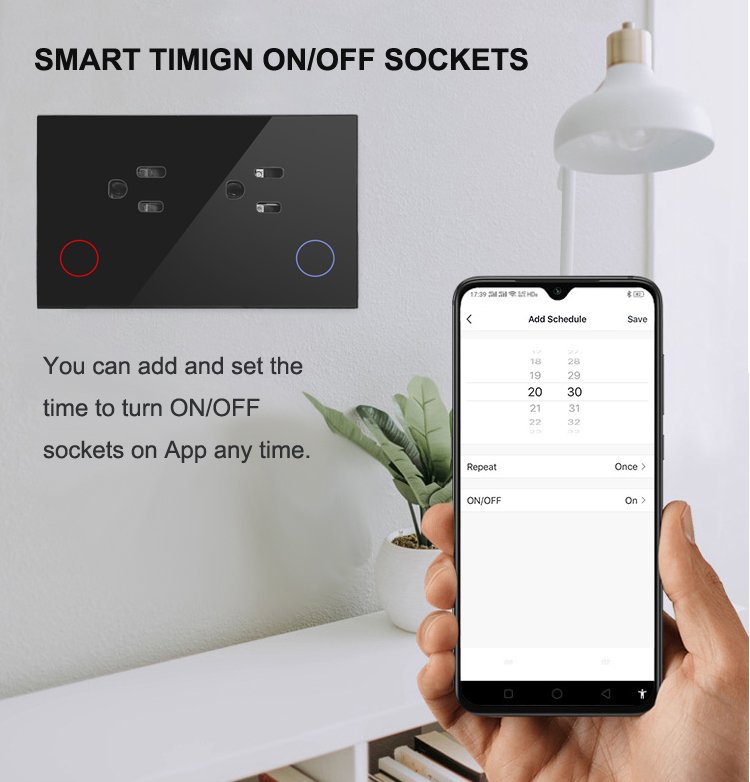 Enchufe Inteligente WIFI Doble Socket en Vidrio para empotrar – Hi Bots